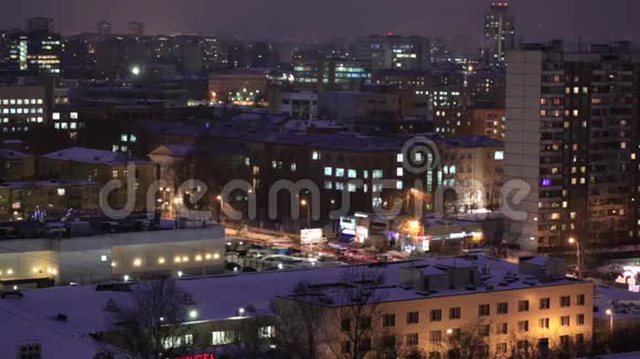 城市时光在夜晚流逝宽镜头高角度视频的预览图