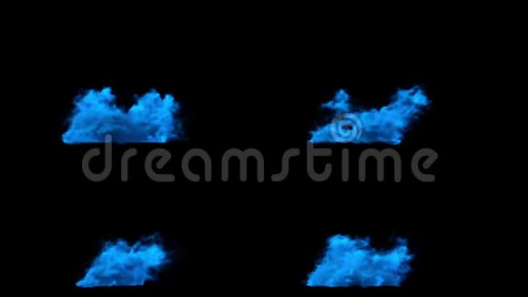 几种蓝色的烟源带有阿尔法通道面具视频的预览图
