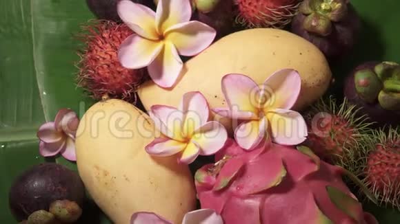 泰国外来热带水果的测定包括红毛丹龙果芒果和芒果视频的预览图