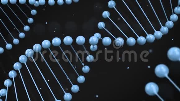 黑色背景上DNA链的光蓝色模型视频的预览图