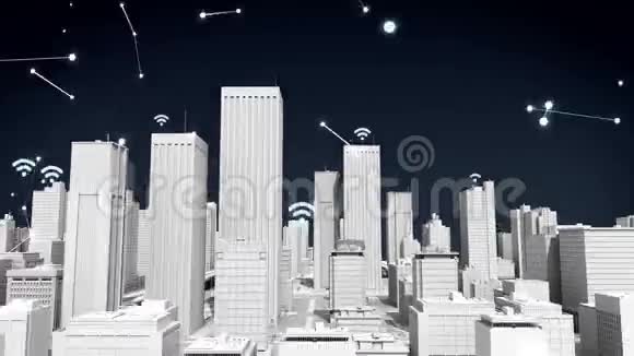 智能城市的WIFI图标连接网格类型互联网的THINGS白色建筑视频的预览图