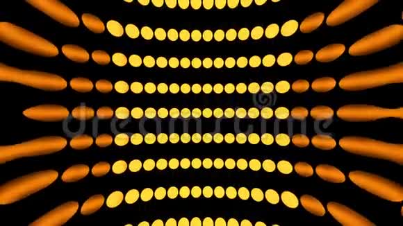 许多黄色旋转硬币的抽象圆环三维渲染背景计算机生成视频的预览图