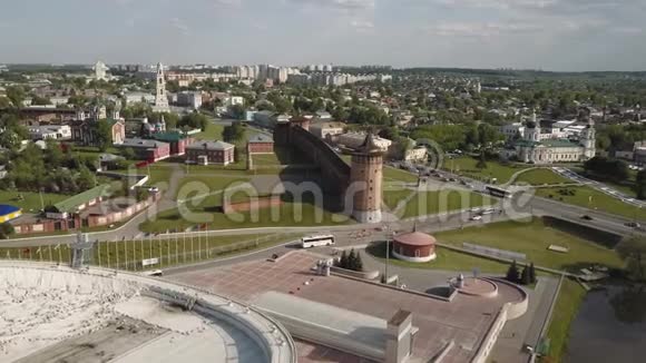 穿越金环之旅克里姆林宫城墙东正教大教堂俄罗斯科洛姆纳冰宫4k视频的预览图