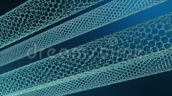 纳米技术喜欢科学背景六角形纳米管石墨烯原子纳米结构碳纳米管耐用视频的预览图