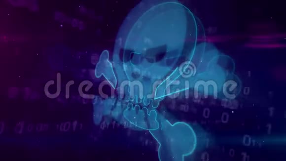 数码犯罪数码概念以头骨形状视频的预览图