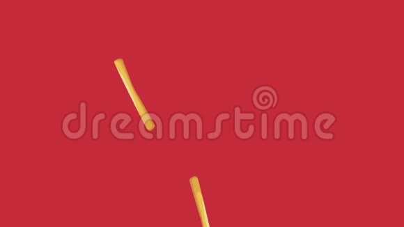 炸薯条从红色背景高清动画视频的预览图