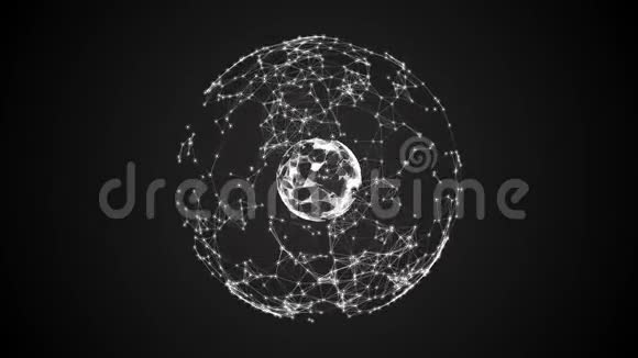 黑色背景上的抽象的未来主义的球体普莱克斯数字背景视频的预览图