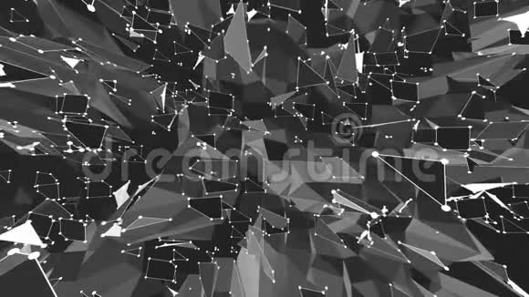 摘要清洁黑白低聚挥三维表面作为科学可视化灰色几何振动视频的预览图