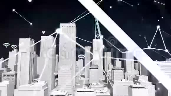 智能城市的WIFI图标连接网格类型互联网白色建筑视频的预览图