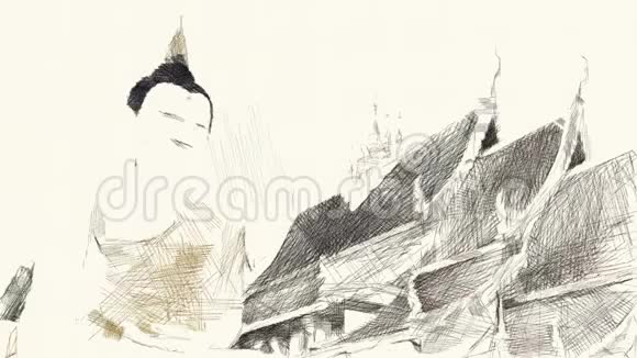 佛像和寺庙的艺术绘画色彩视频的预览图