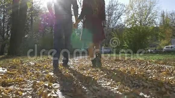 恋爱中的年轻一对走在大自然中视频的预览图