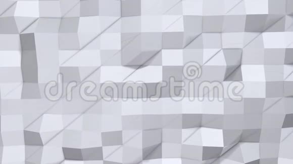 简单的低聚三维表面作为超现实地形纯白色灰色多边形的软几何低聚背景4K满视频的预览图
