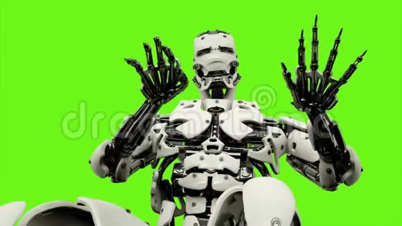 机器人android弹钢琴绿色屏幕背景下的真实循环运动4K视频的预览图