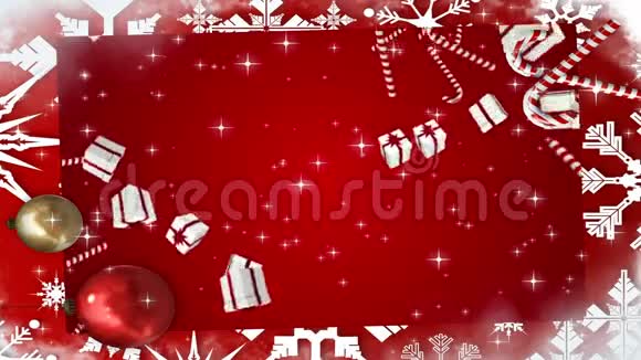 圣诞冬青花圈与圣诞雪花视频的预览图
