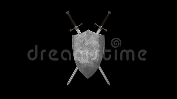 两个剑和一个盾在阿尔法通道形成一个符号视频的预览图