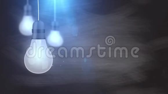 发光的灯泡落下来挂在灰色的绳子上视频的预览图
