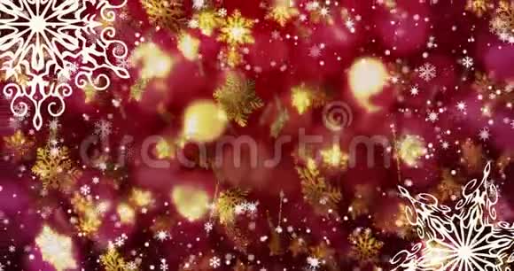 圣诞无缝循环背景与雪花顶部视图复制空间视频的预览图