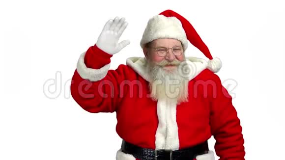 圣诞老人挥手白色背景视频的预览图