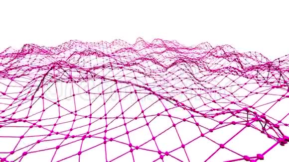 抽象简单的紫罗兰挥舞三维网格或网格作为凉爽的背景紫罗兰几何振动环境或脉动数学视频的预览图