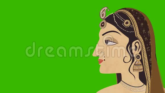 绿色屏幕上的印度印度传统女性视频的预览图