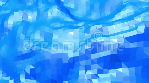 蓝色低聚发光表面作为网络背景蓝色多边形几何发光环境或脉动背景视频的预览图