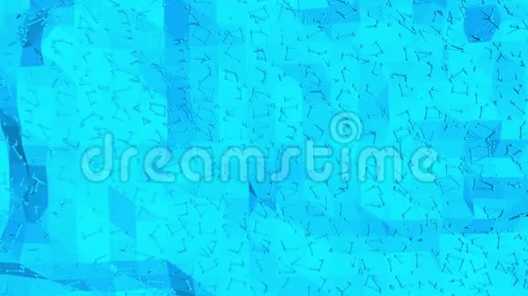 蓝色低聚变形表面作为精细背景蓝色多边形几何变形环境或脉动视频的预览图
