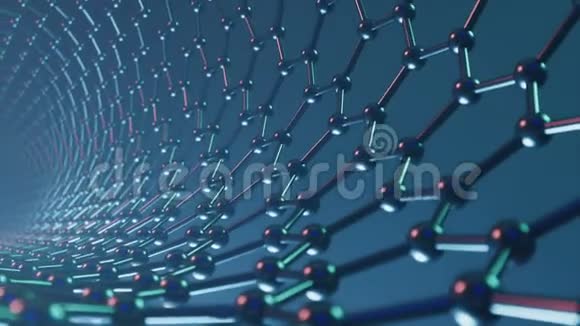 纳米技术喜欢科学背景六角形纳米管石墨烯原子纳米结构碳纳米管耐用视频的预览图