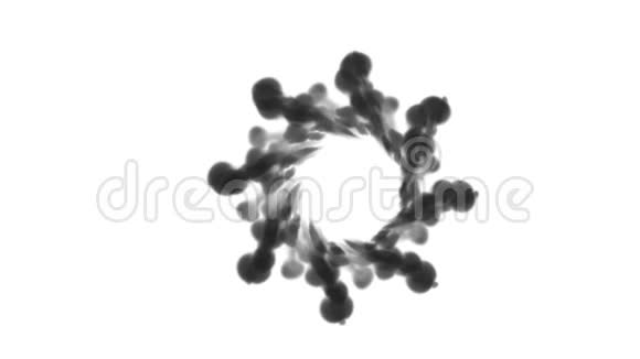 大量的流动形成环墨水注入是孤立的白色在缓慢的运动水中的黑色云英奇视频的预览图