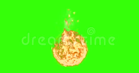 彩色钥匙绿色屏幕背景下带烟雾的真火球危险火焰视频的预览图
