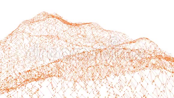 抽象干净的橙色挥动三维网格或网格作为勇敢的背景橙色几何振动环境或脉动视频的预览图