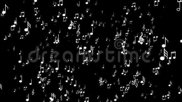 白色3d音乐音符黑色背景视频的预览图
