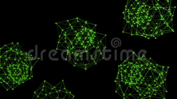 抽象清洁绿色挥动三维网格或网格作为CG背景绿色几何振动环境或脉动数学视频的预览图