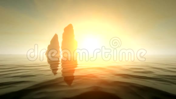 日落两处海石3d新品质自然景观清凉视频镜头视频的预览图