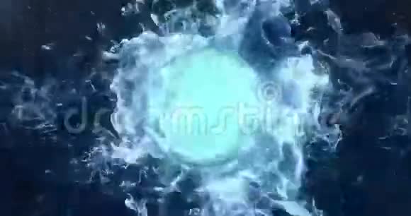 运动背景VJ循环蓝色镜头球蓝色粒子4k视频的预览图