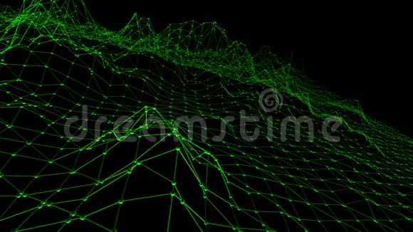 抽象清洁绿色挥动三维网格或网格作为青年背景绿色几何振动环境或脉动数学视频的预览图