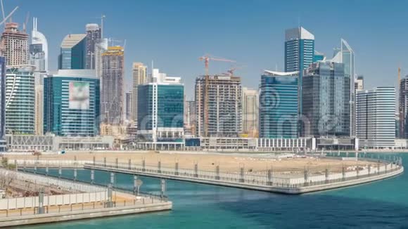 迪拜商务湾及市区全景时间图视频的预览图