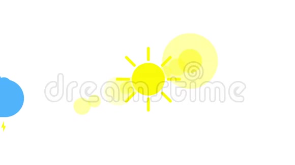 阳光和云图标动画带白色背景图标设计录像动画明亮太阳孤立漫画视频的预览图