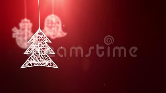 白色纸张圣诞树标志掉落节日季节性庆祝活动占位符红色背景视频的预览图