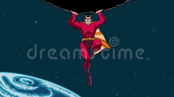 超级英雄在太空中抱着博尔德视频的预览图