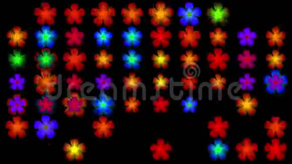 彩色花瓣自然霓虹灯图案彩色点阵矩阵视频的预览图