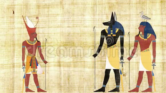 埃及的神阿努比和基布在埃及全国的面前视频的预览图