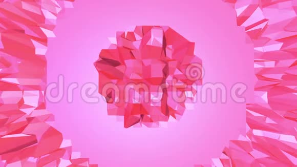 玫瑰或粉红色低聚波动表面作为计算机环境红色多边形几何振动环境或脉动视频的预览图
