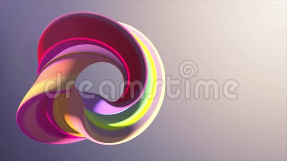 软色3D曲线彩虹甜甜圈棉花糖无缝环抽象形状动画背景新质量视频的预览图