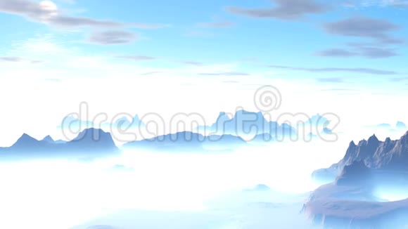 美丽的日落在薄雾山上视频的预览图