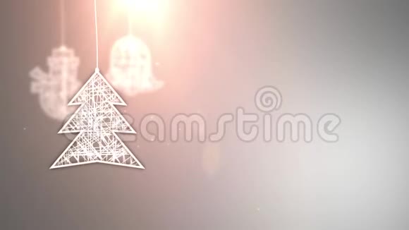 白色纸张圣诞树标志落下节日季节性庆祝占位符灰背景视频的预览图