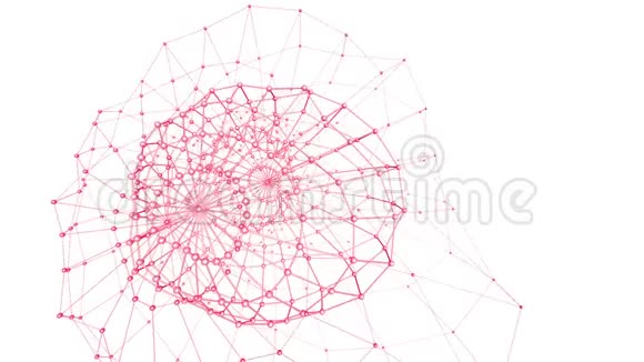 抽象红色挥动三维网格或网格的脉动几何物体用作抽象创意背景红色几何图形视频的预览图