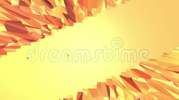 橙色低聚表面作为奇妙的景观多边形数字镶嵌移动环境或改变闪亮视频的预览图