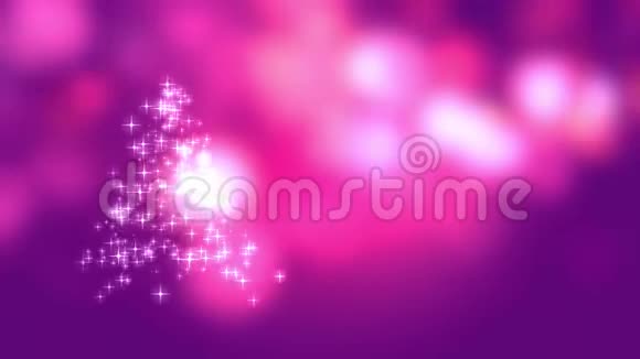 雪花星灯汇聚到圣诞树上背景是粉红色的薄纱视频的预览图