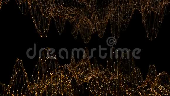 抽象干净的橙色挥动三维网格或网格作为可爱的背景橙色几何振动环境视频的预览图