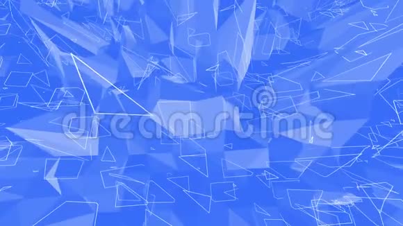 蓝色低聚振动表面作为华丽的背景蓝色多边形几何振动环境或脉动视频的预览图
